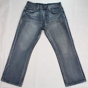 Flypaper Mens 33x30 Distressed Bootcut Denim Blue Jeans